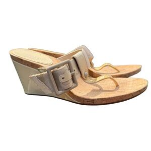 Coach Bernadette Cream/Beige Wedge Sandal Size 7
